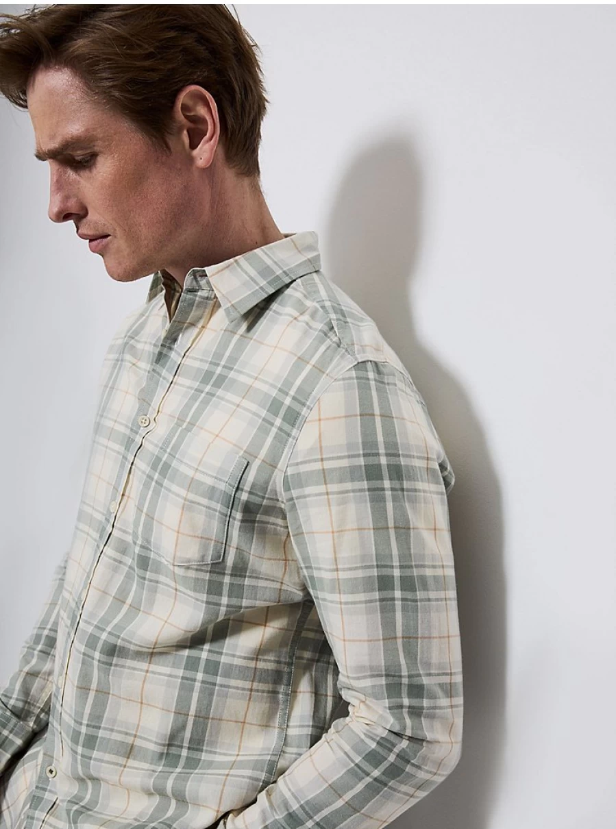 Men's Green Brushed Checked Shirt by George at Asda – Comfort & Style Review