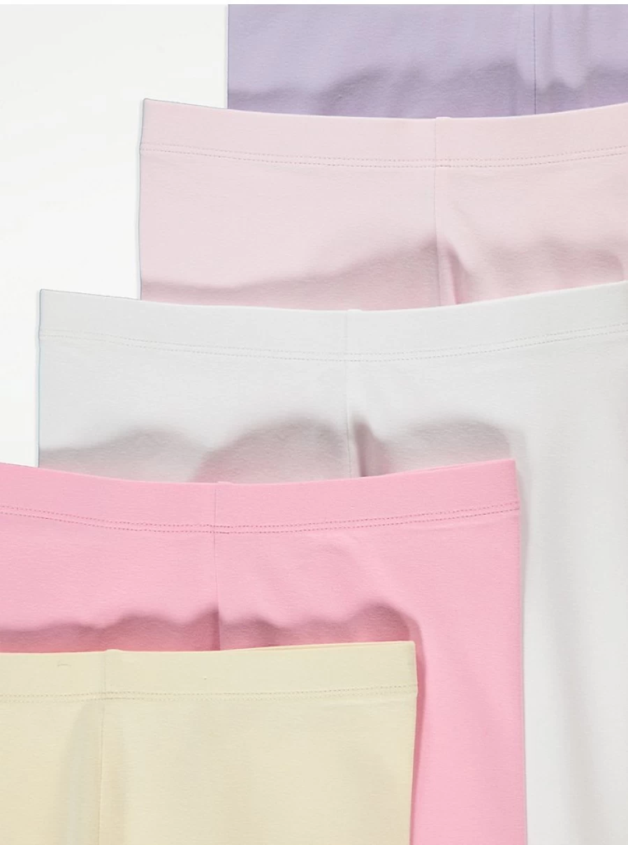 "George at Asda Girls' Pastel Leggings 5-Pack | Soft Comfortable Kids' Leggings"