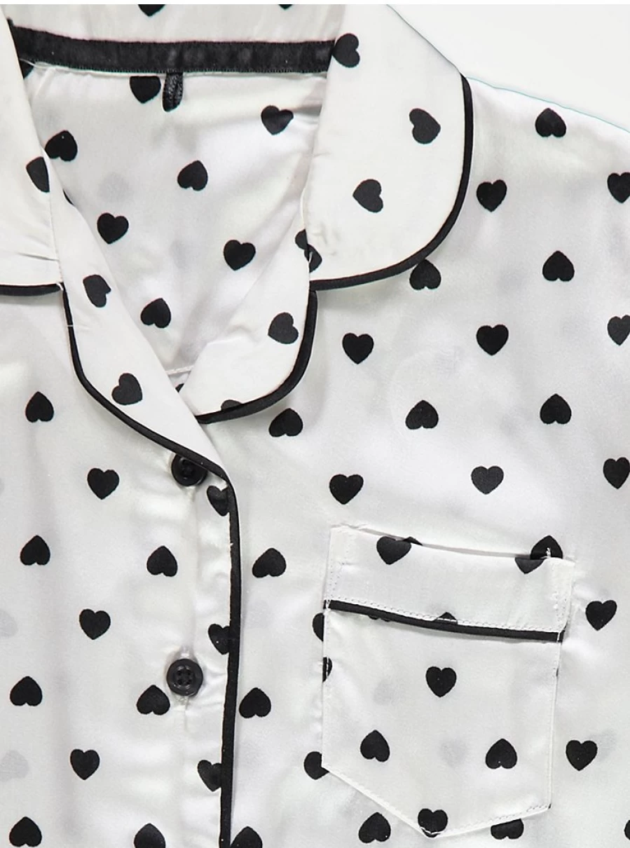 "George at Asda Kids Heart Print Long Sleeve Pyjama Top – Comfortable Sleepwear for Children"