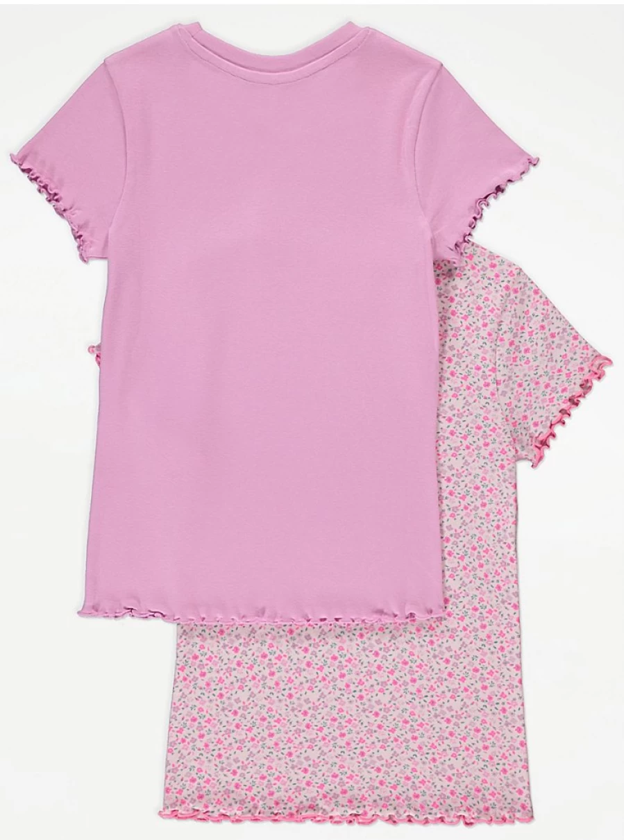 Girls' Pink Bright Ditsy Floral T-Shirts 2 Pack | George at Asda | Kids' Floral Tops