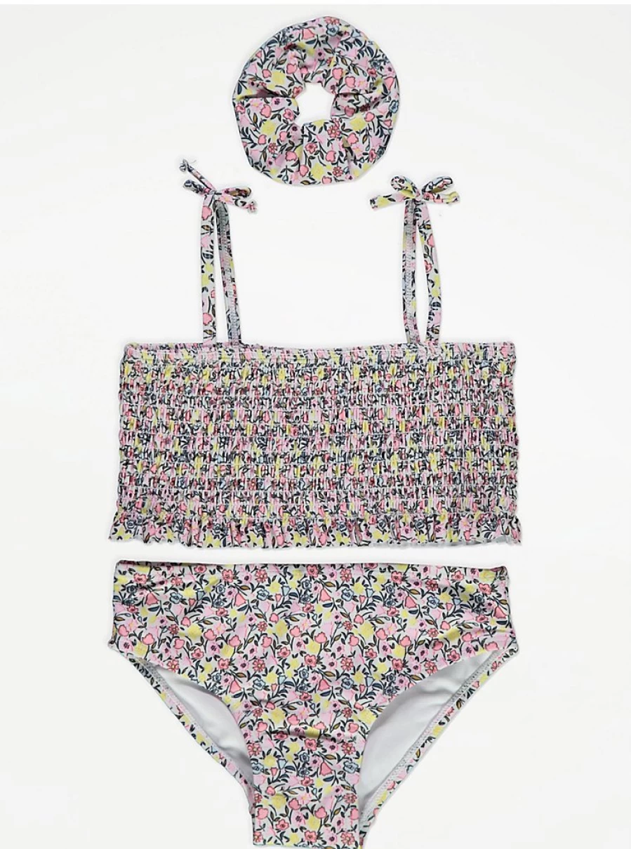 "George at Asda Girls Floral Shirred Bikini and Scrunchie Set Review"