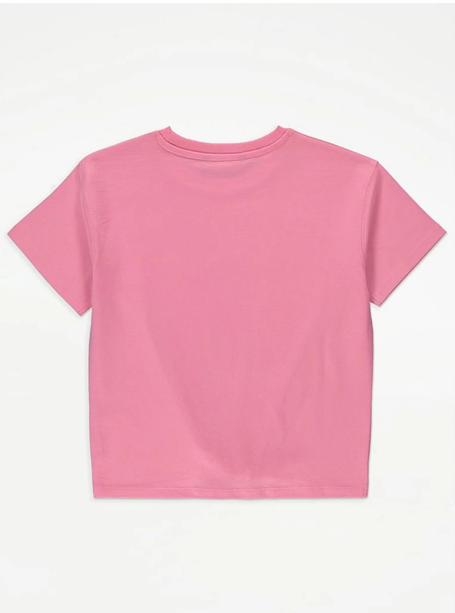 Disney Lilo & Stitch Pink Glitter Knot Front T-Shirt for Kids | George at Asda