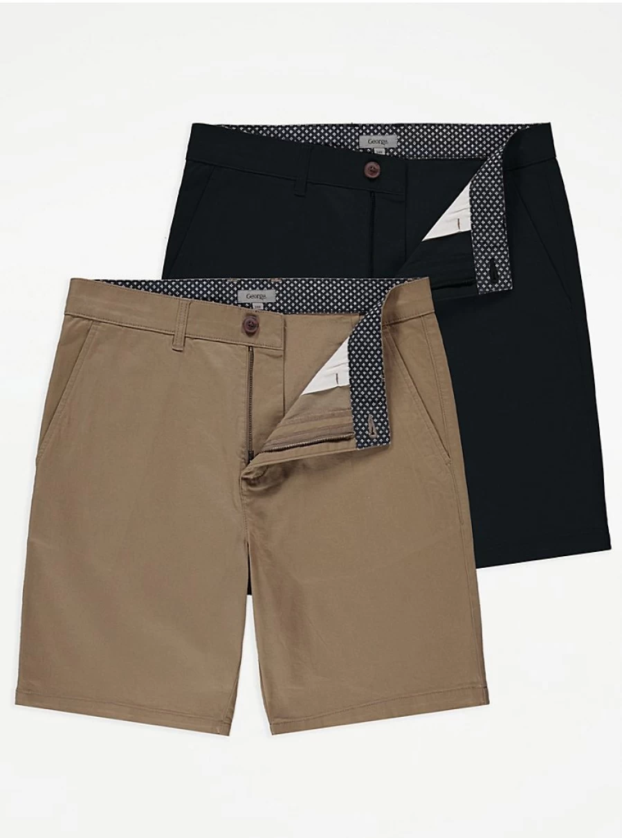 "George at Asda Men's 2-Pack Chino Shorts | Comfort Fit & Stylish Design"