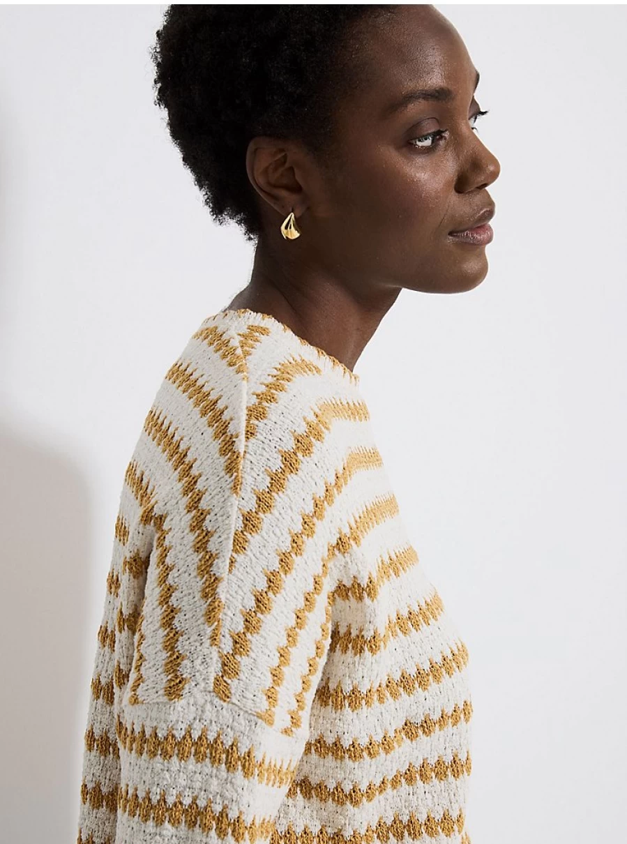 Women's Lightweight Ochre Stripe Knitted Jumper | George at Asda