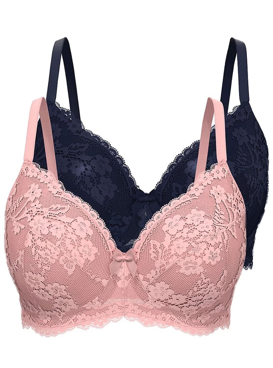 "George at Asda Women's Floral Lace Non-Padded Post-Surgery Bras 2-Pack | Comfortable Recovery Lingerie"