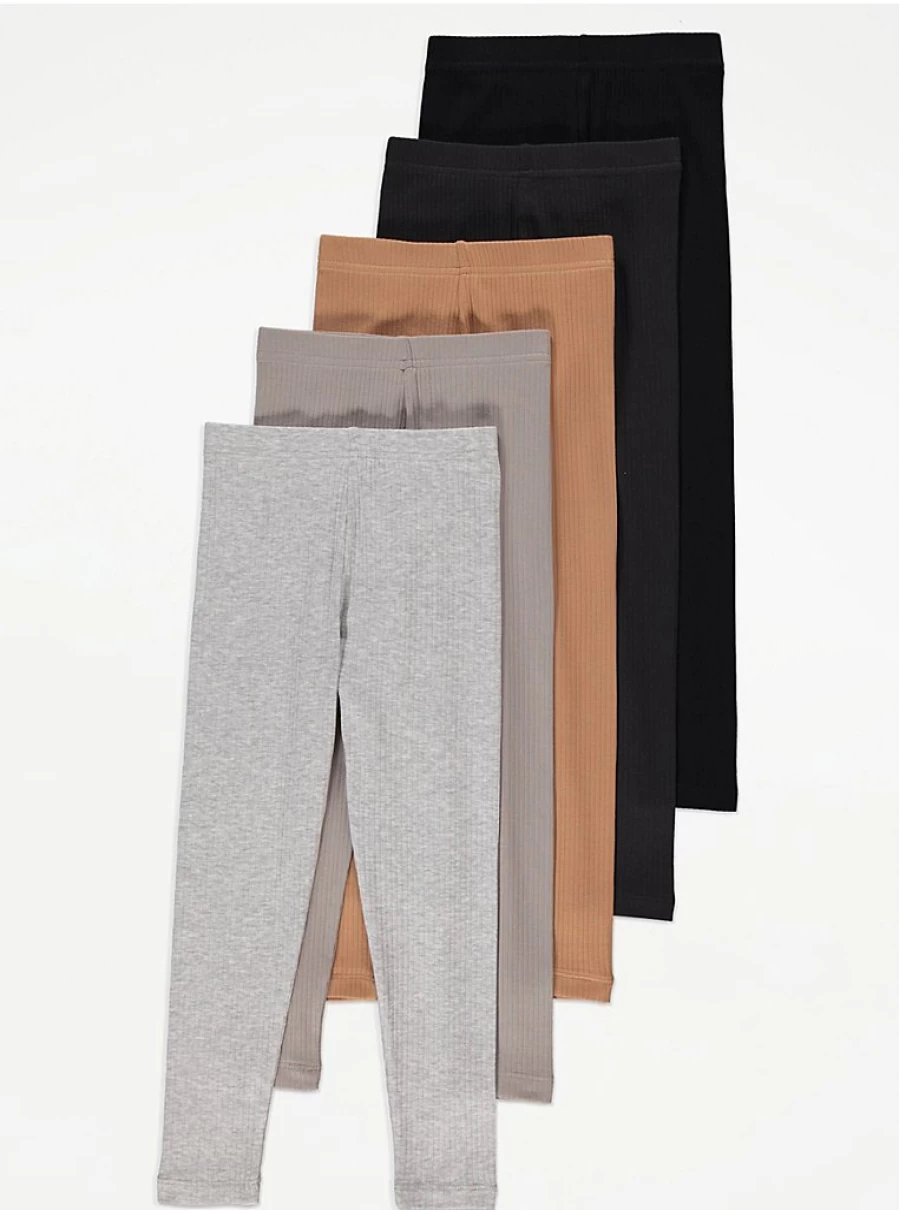 "George at Asda Boys' Ribbed Leggings 5-Pack | Comfort & Durability"