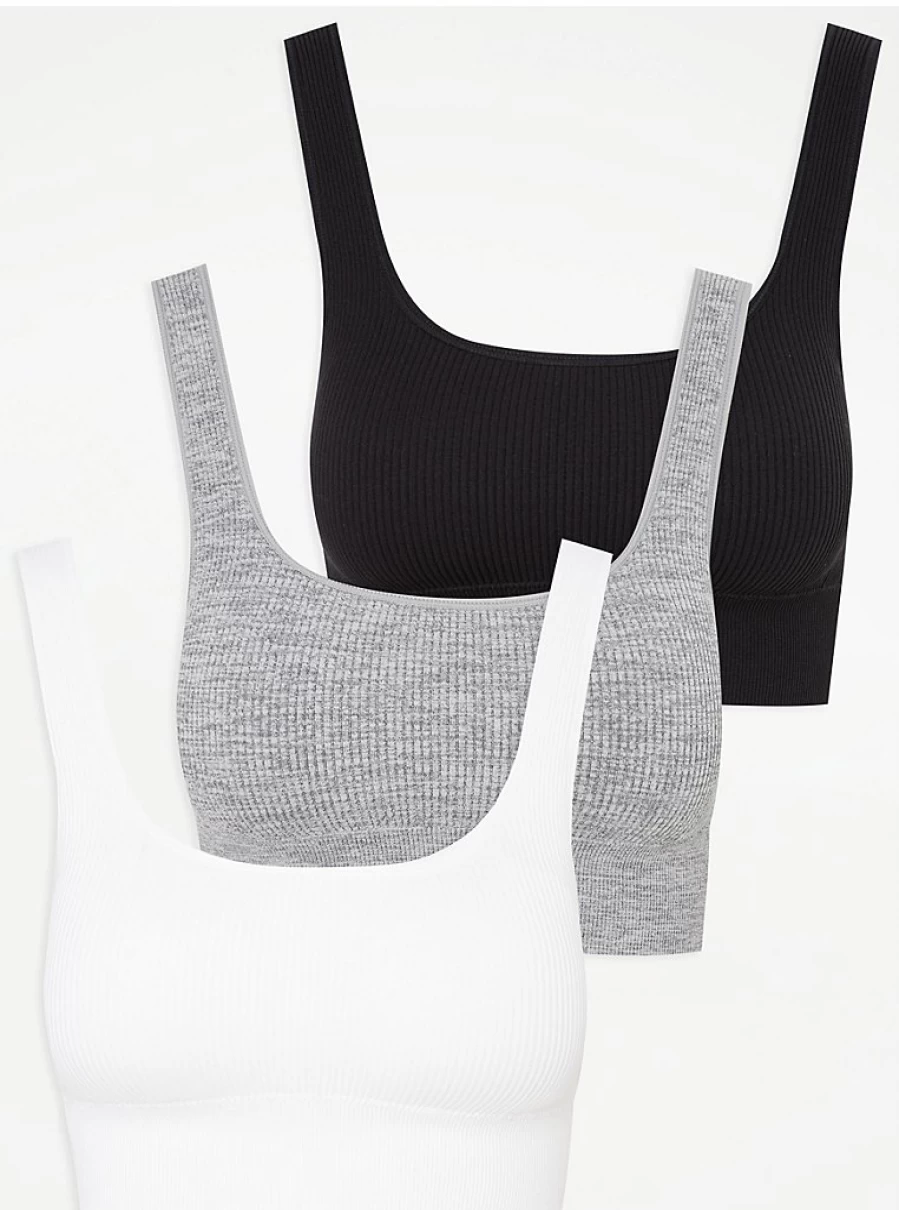"George at Asda Women's Ribbed Comfort Bras 3-Pack | Soft Support Everyday Lingerie"