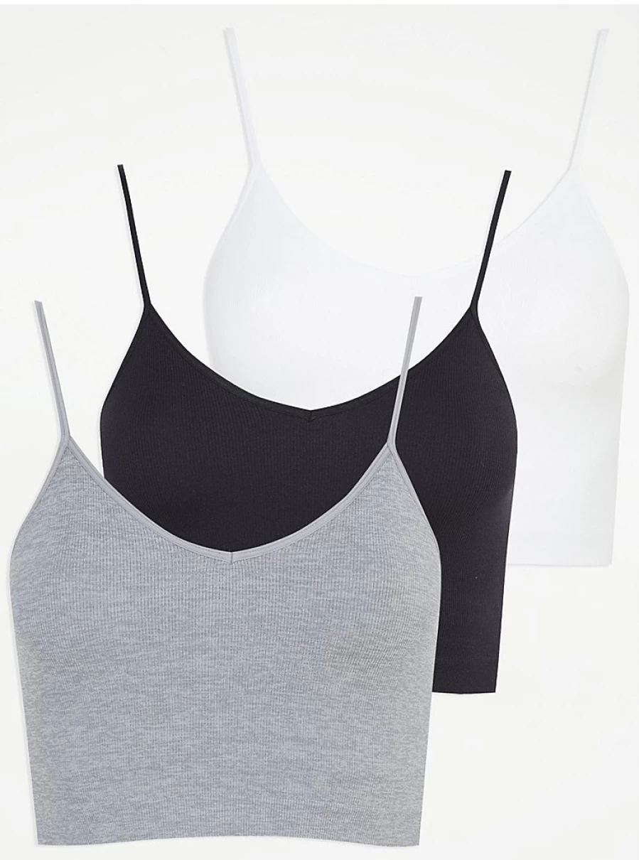 "George at Asda Women's Non Wired Ribbed Comfort Bra 3 Pack – Soft Support Lingerie Set"