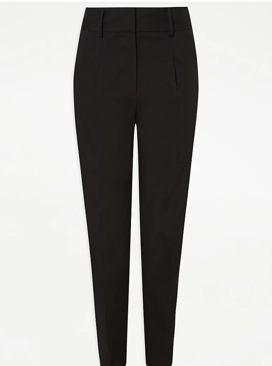 "George at Asda Black Tapered School Trousers for Senior Girls – Longer Length Comfort Fit"