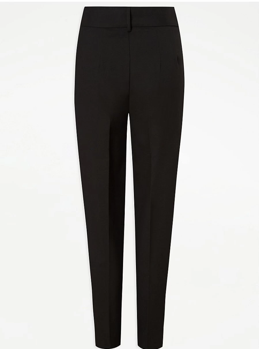 "George at Asda Black Tapered School Trousers for Senior Girls – Longer Length Comfort Fit"