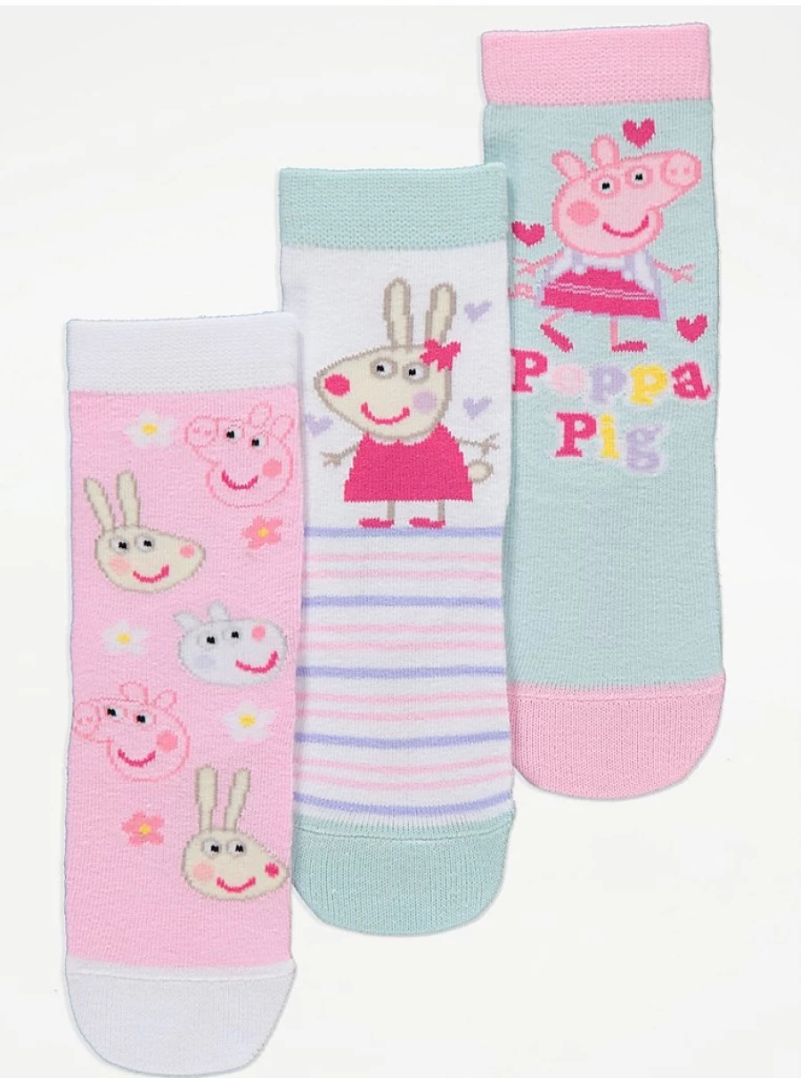 Peppa Pig and Friends Kids' Socks 3-Pack - George at Asda | Soft, Comfortable & Fun Character Socks for Children
