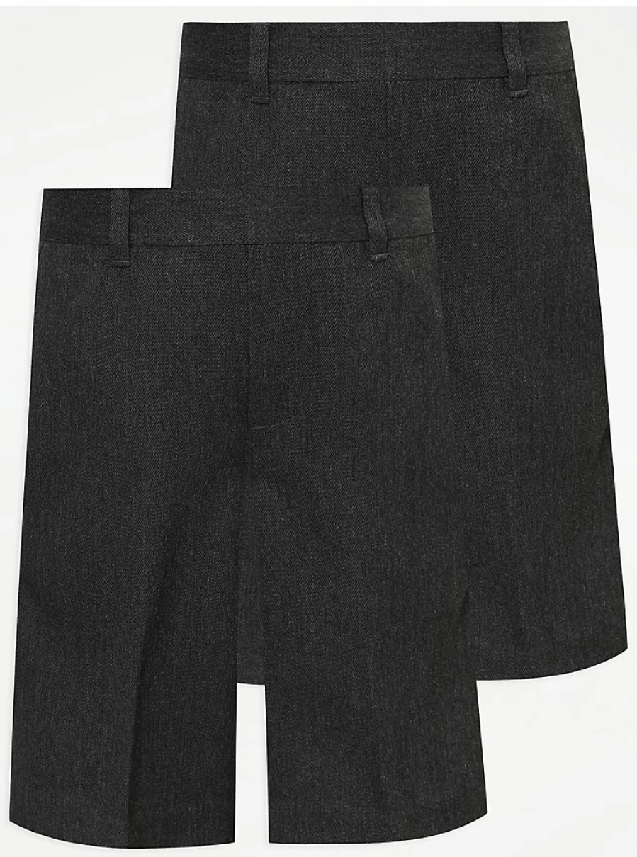 "George at Asda Boys' Grey Plus Fit 2-Pack Regular School Shorts | Comfort & Durability"