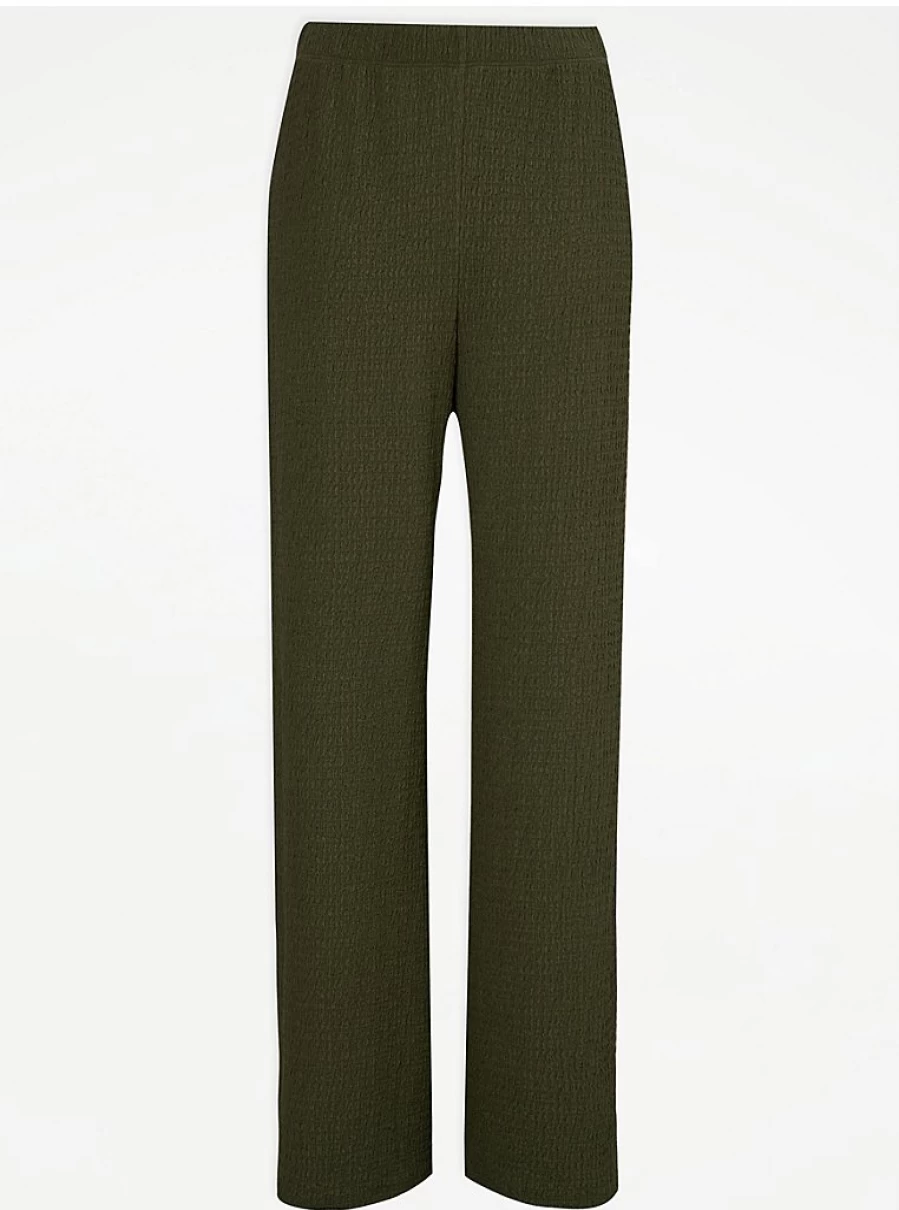 "George at Asda Women's Khaki Textured Wide Leg Trousers - Comfort & Style Review"