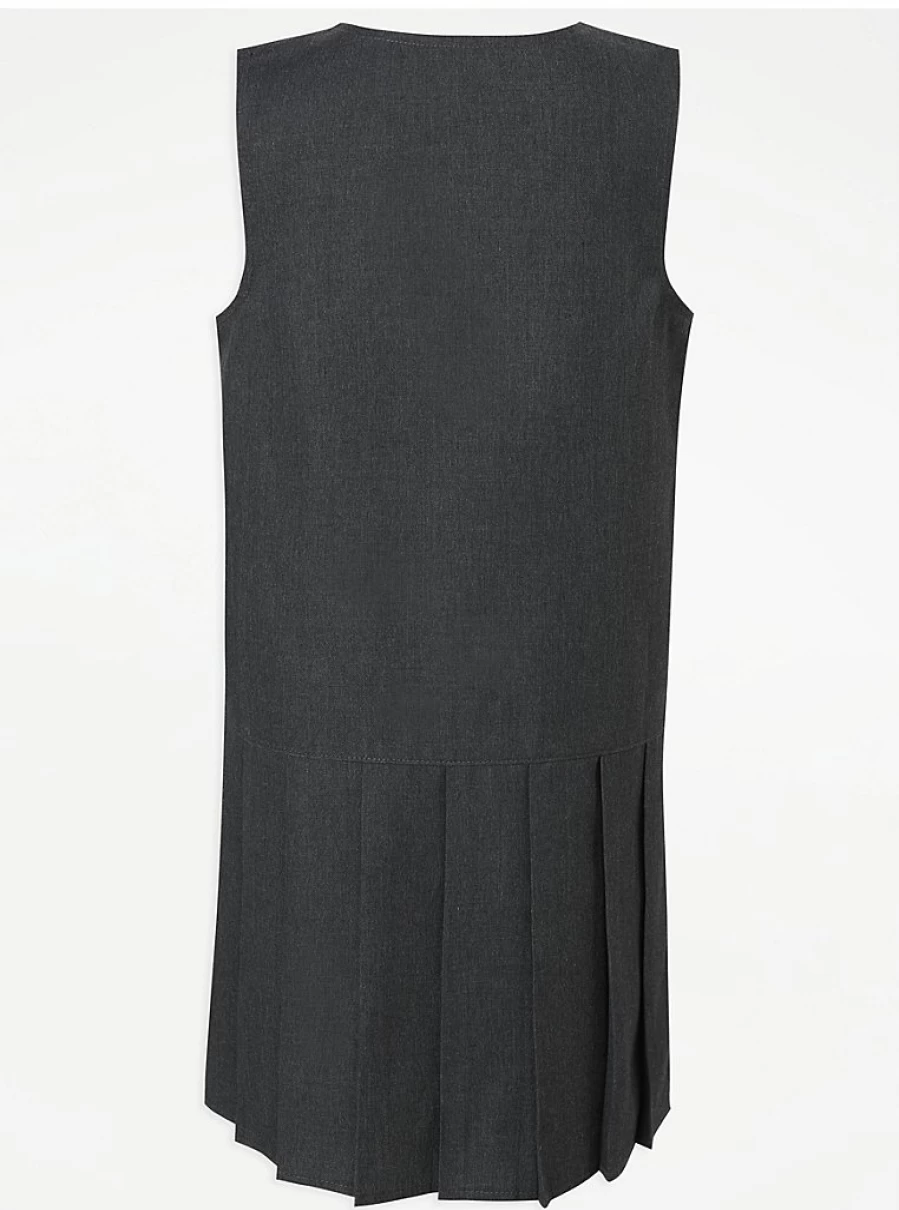 "George at Asda Girls' Grey Drop Waist Pinafore Dress 2-Pack – Plus Size School Uniform"