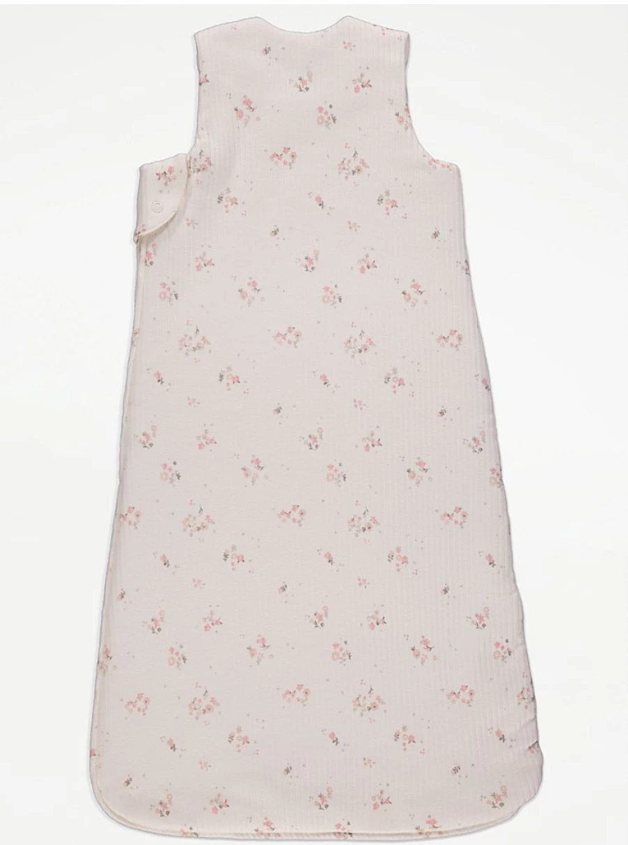 George at Asda Baby White Ribbed Floral Sleep Bag 2.5 Tog - Soft & Comfortable for Infants