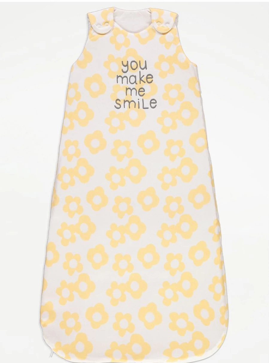 "George at Asda Baby Yellow Daisy 2.5 Tog Sleep Bag – Warm & Comfortable Infant Sleepwear"