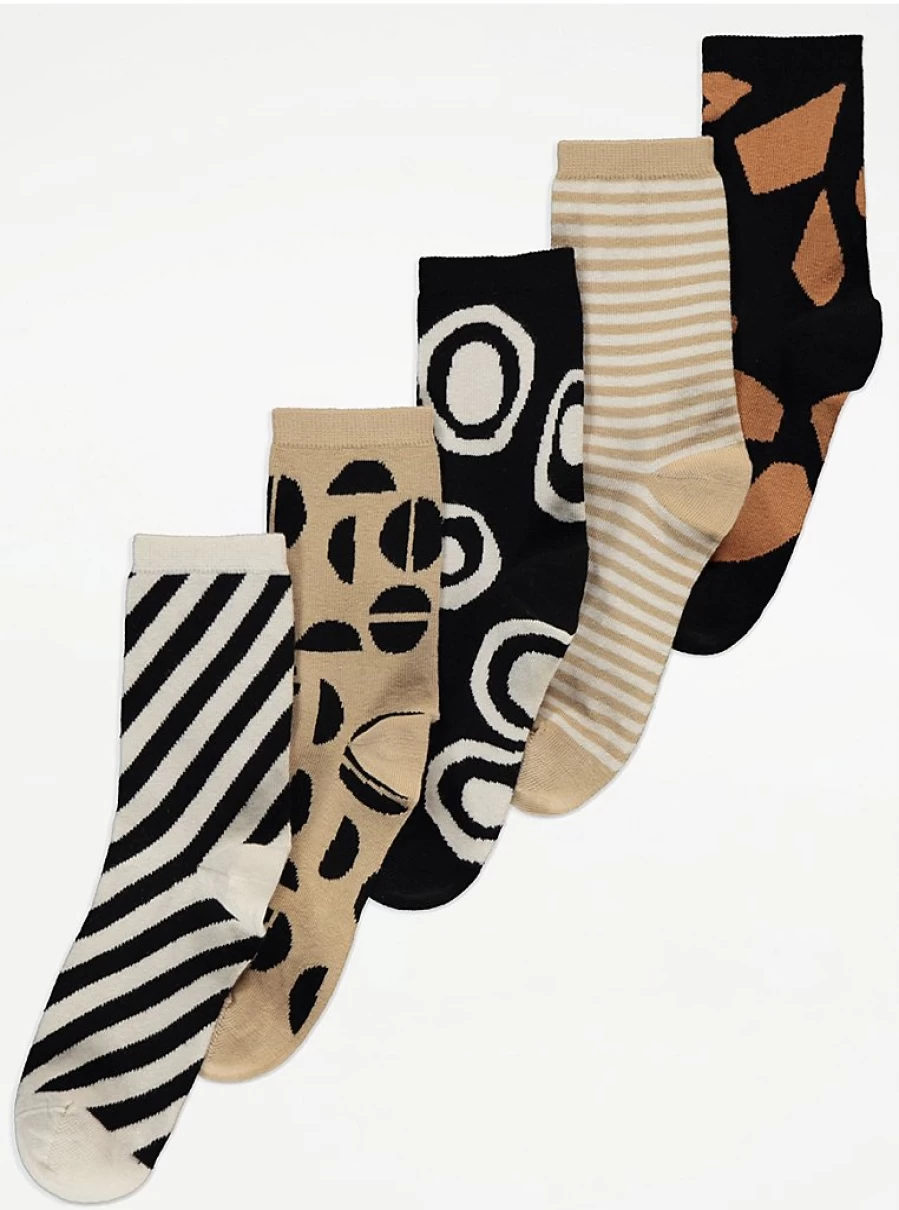 "George at Asda Abstract Stripe Ankle Socks 5-Pack | Comfortable & Stylish Multi-Pack Socks"