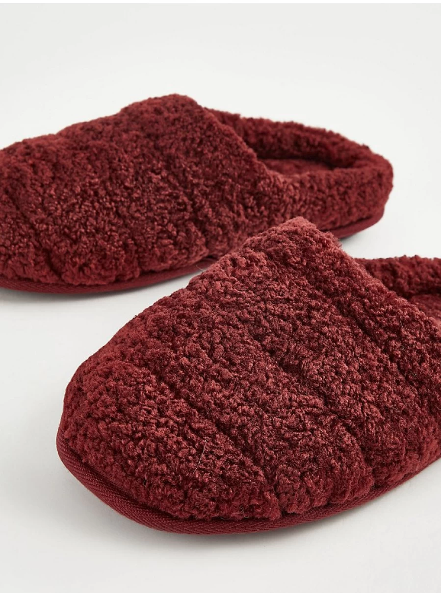 Men's Burgundy Borg Mule Slippers by George at Asda | Comfortable & Stylish House Shoes