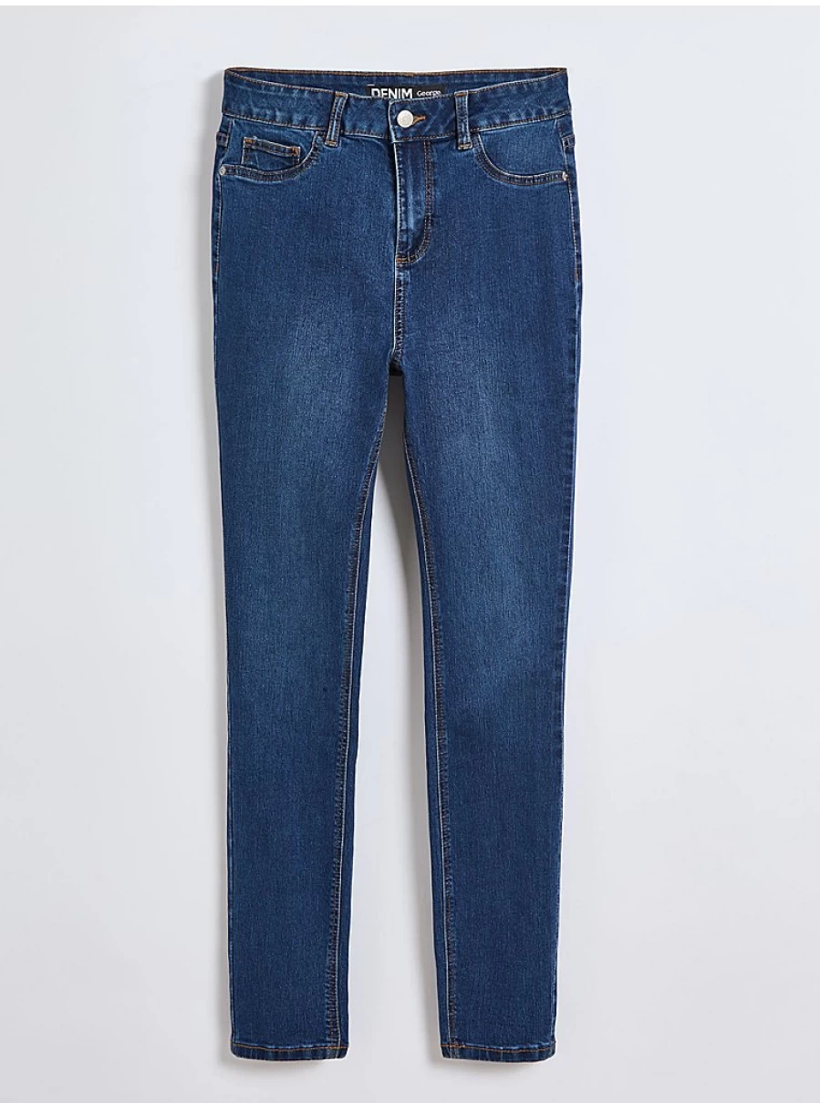 "George at Asda Women's Dark Wash High Waisted Skinny Jeans – Comfort & Style"