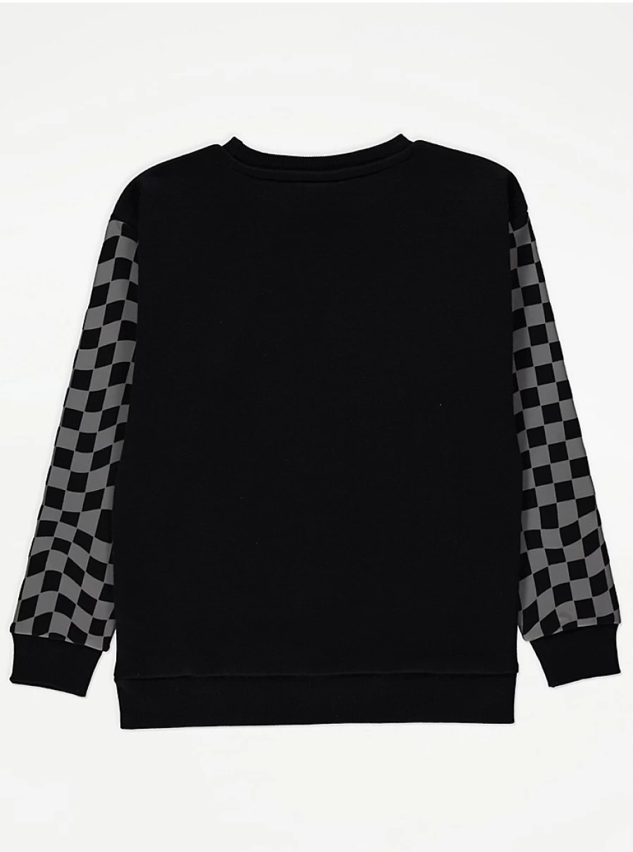 "George at Asda Boys' Pokemon Pikachu Black Check Sleeve Sweatshirt | Kids' Pikachu Hoodie"