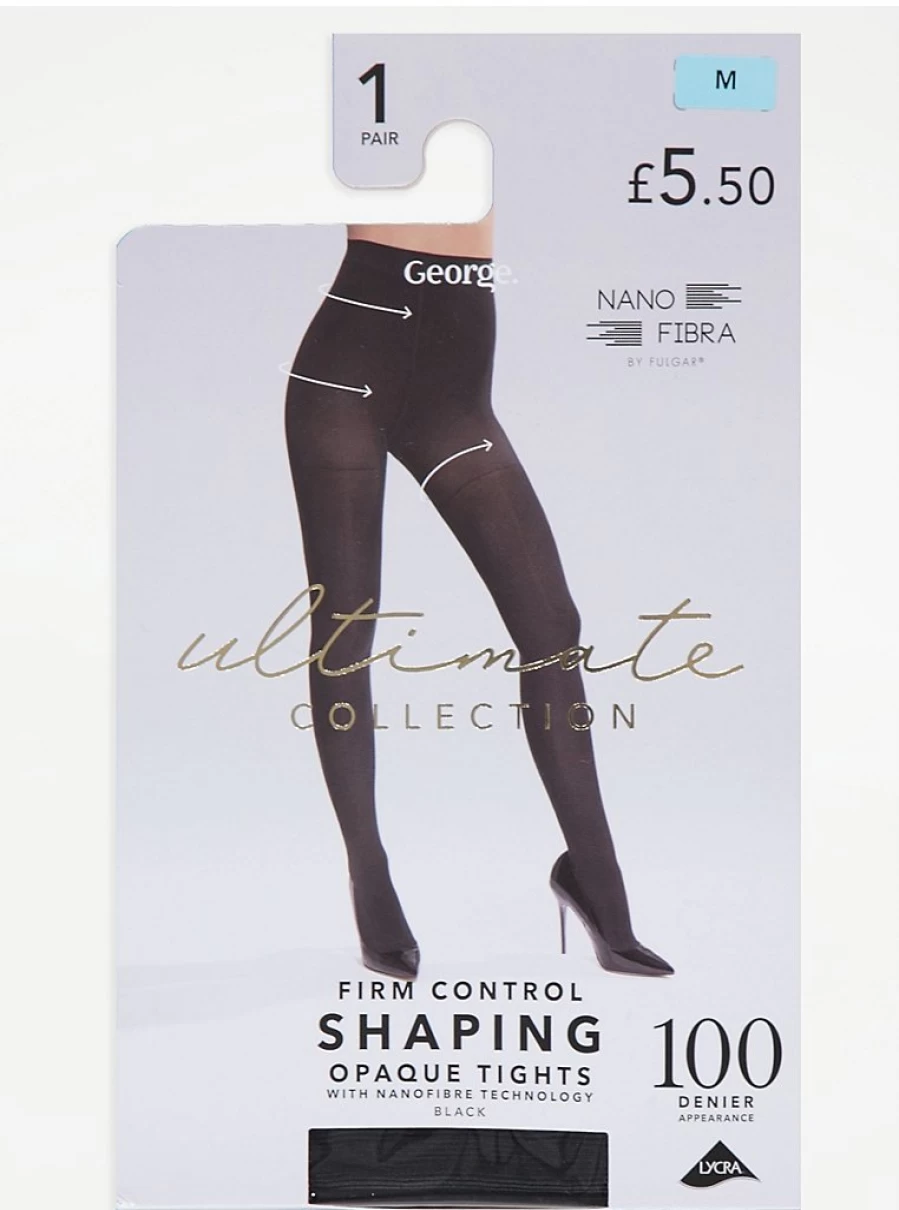 "George at Asda Black Firm Control 100 Denier Waist Shaping Tights Review | Lingerie"