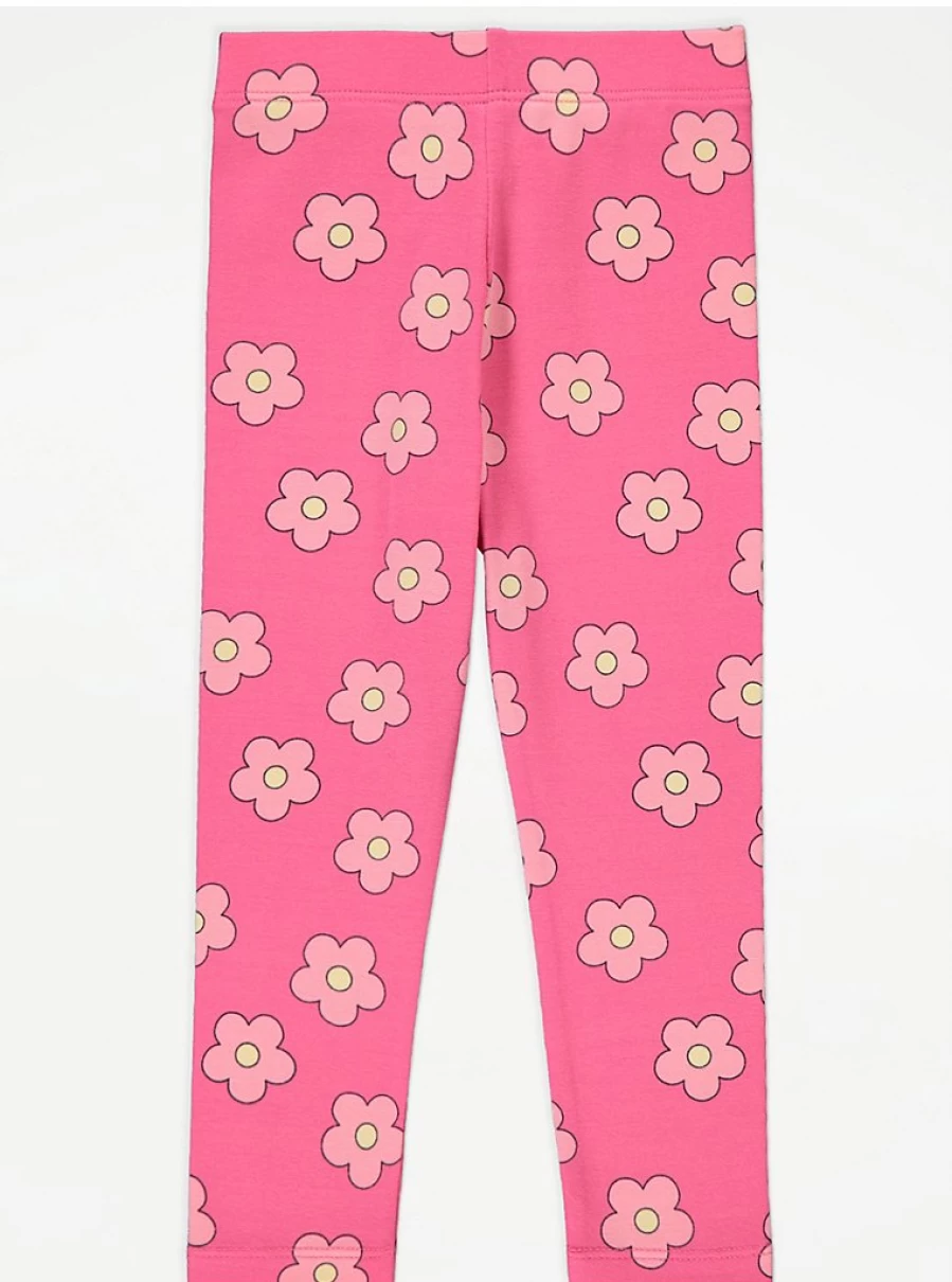 "George at Asda Bright Pink Flower Print Leggings for Kids | Comfortable & Stylish"