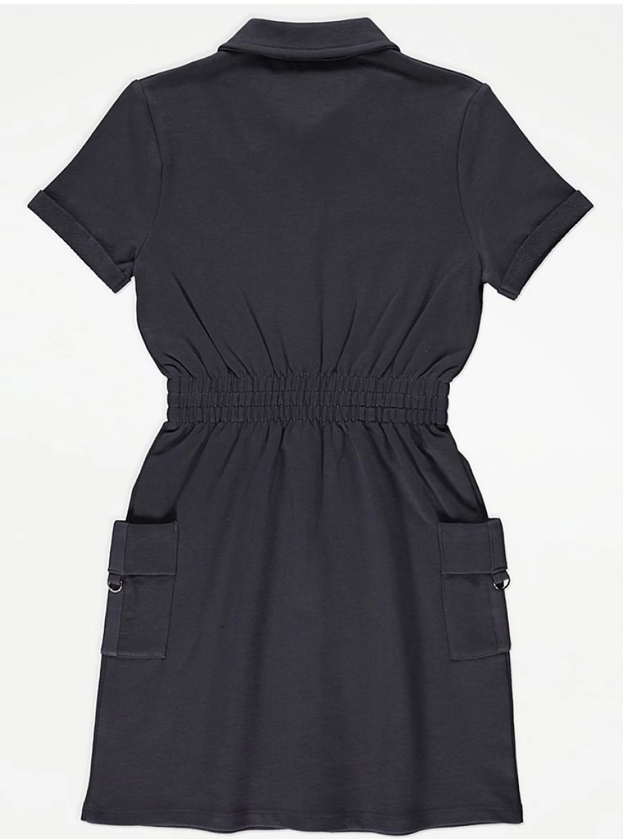 "Girls' Charcoal Zip Front Cargo Dress | George at Asda | Kids' Fashion Review"
