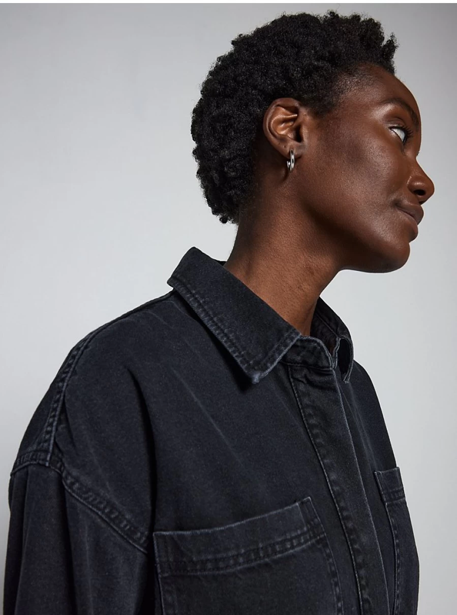 "George at Asda Women's Black Oversized Denim Shacket with Pockets – Stylish & Comfortable Review"