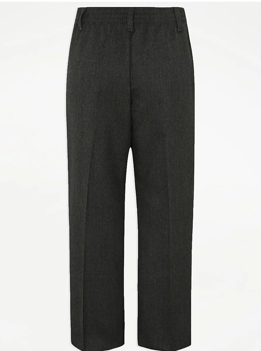 "George at Asda Boys' Grey Plus Fit Half Elastic Waist School Trousers 2-Pack | Comfortable & Durable"