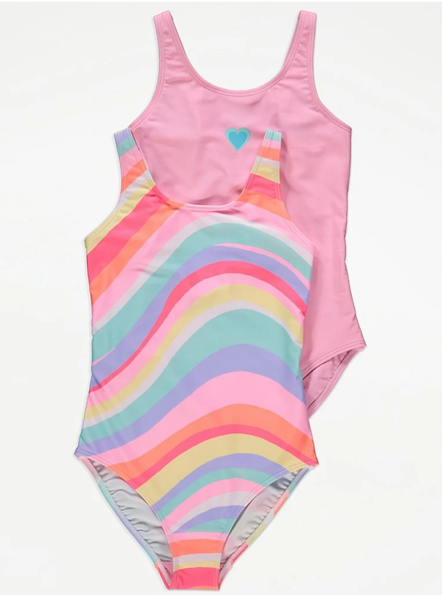 "George at Asda Girls' Bright Wave Swimsuits 2-Pack | Kids' Swimwear Reviews"