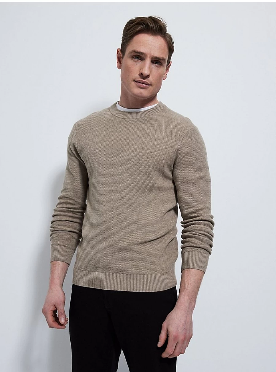 "Men's Beige Textured Knit Sweater | George at Asda | Cozy Cable Knit Jumper"