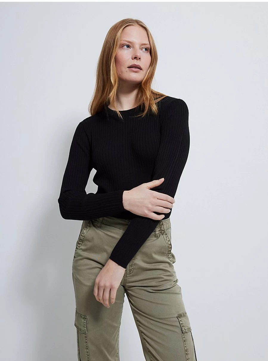 "George at Asda Women's Black Ribbed Long Sleeve Jumper – Comfort & Style"