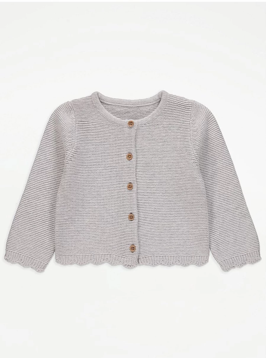 "George at Asda Kids Grey Knitted Scallop Cardigan Review: Soft & Stylish"