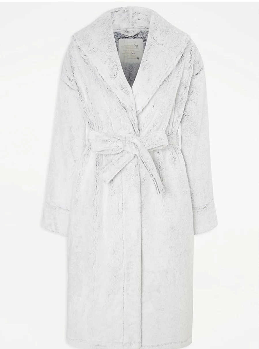 "George at Asda Grey Faux Fur Dressing Gown – Soft Warm Loungewear Review"