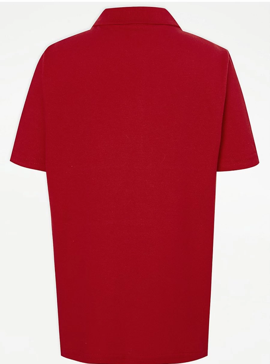 "George at Asda Red Slim Fit Short Sleeve Polo Shirts - 2 Pack for School"