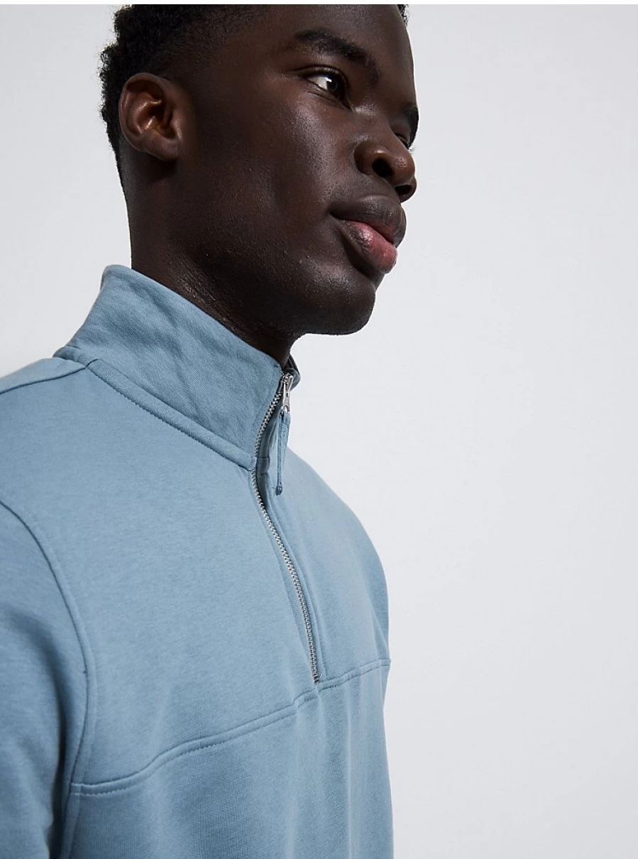 Men's Light Blue Quarter Zip Funnel Neck Sweatshirt | George at Asda | Comfort & Style