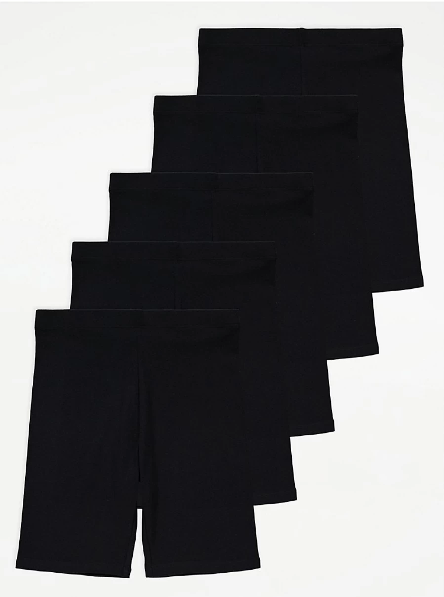 Girls' Black Cycling Shorts 5-Pack | George at Asda | Comfort & Durability