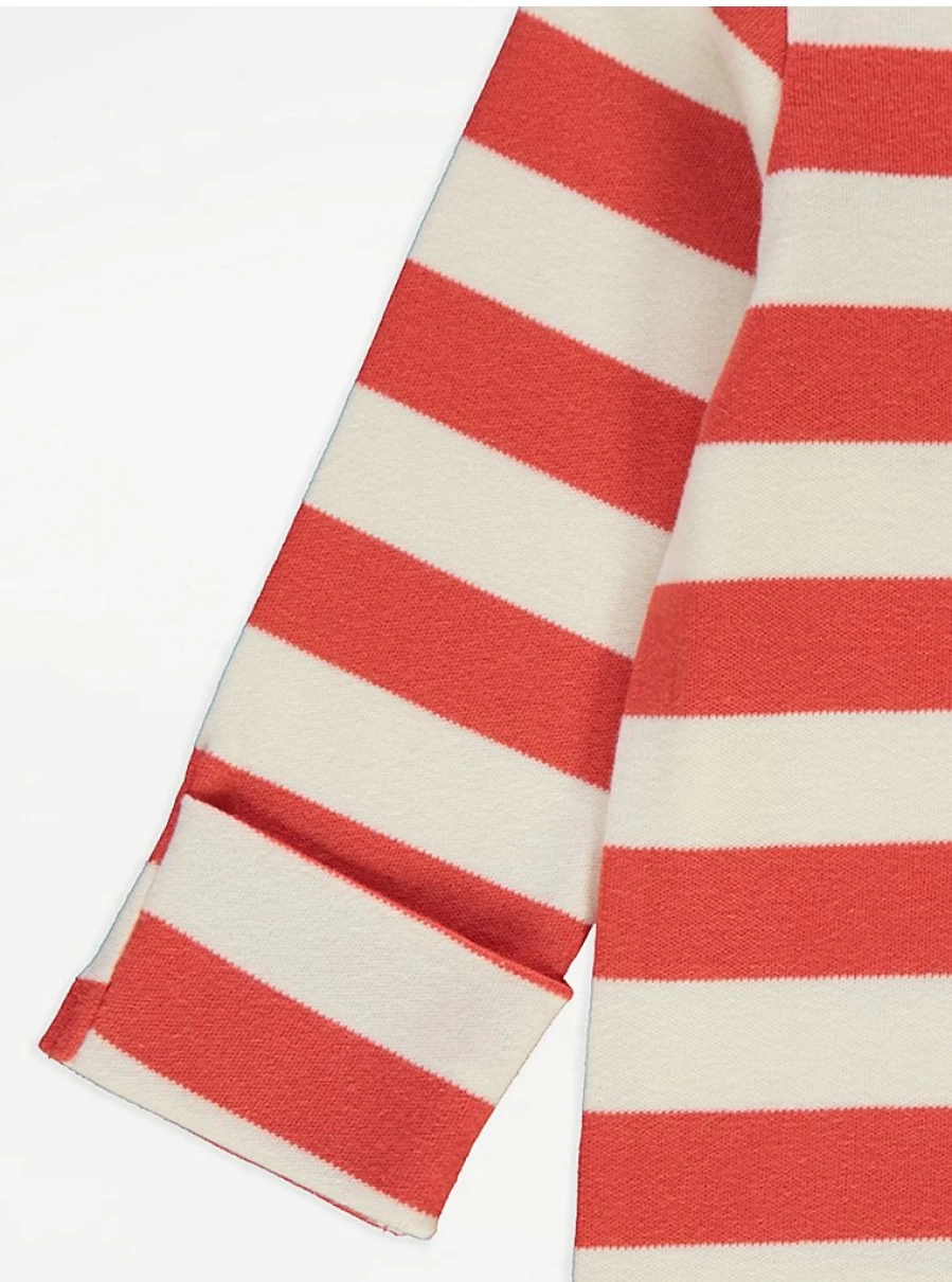 "George at Asda Boys' Red Striped Grandad Slogan Long Sleeve Sleepsuit – Comfortable Baby Sleepwear"