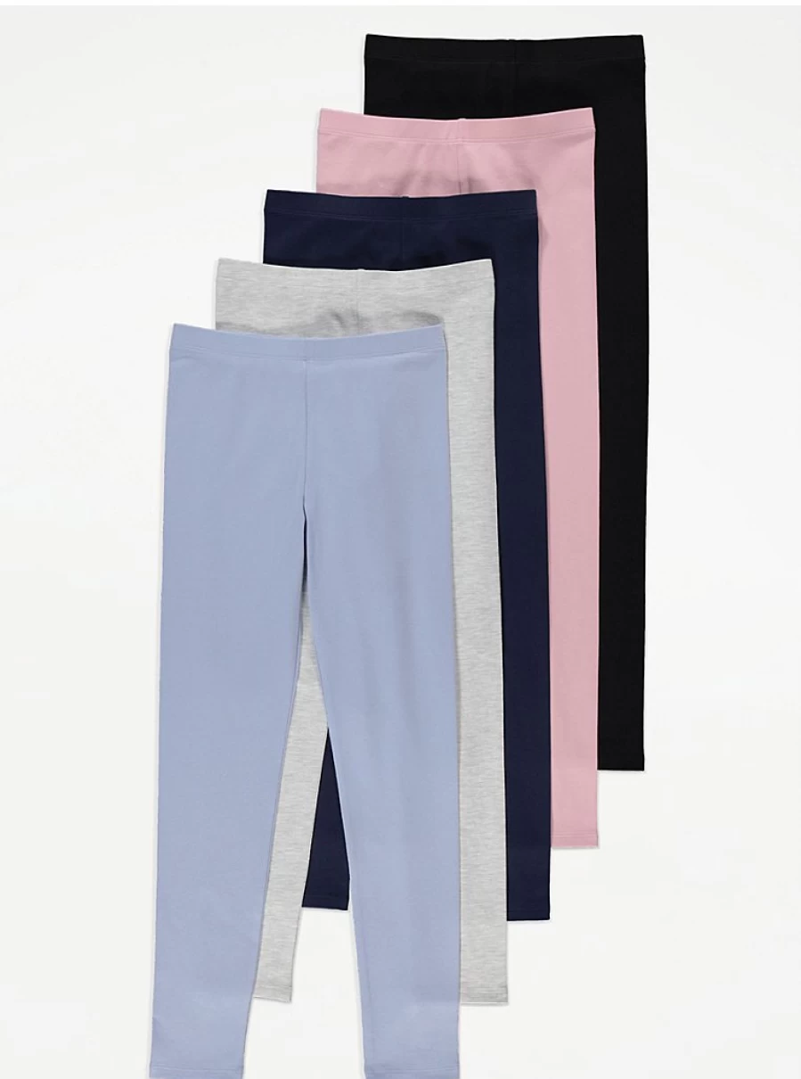 "George at Asda Girls' Plain Leggings 5-Pack | Comfortable Kids' Leggings Review"