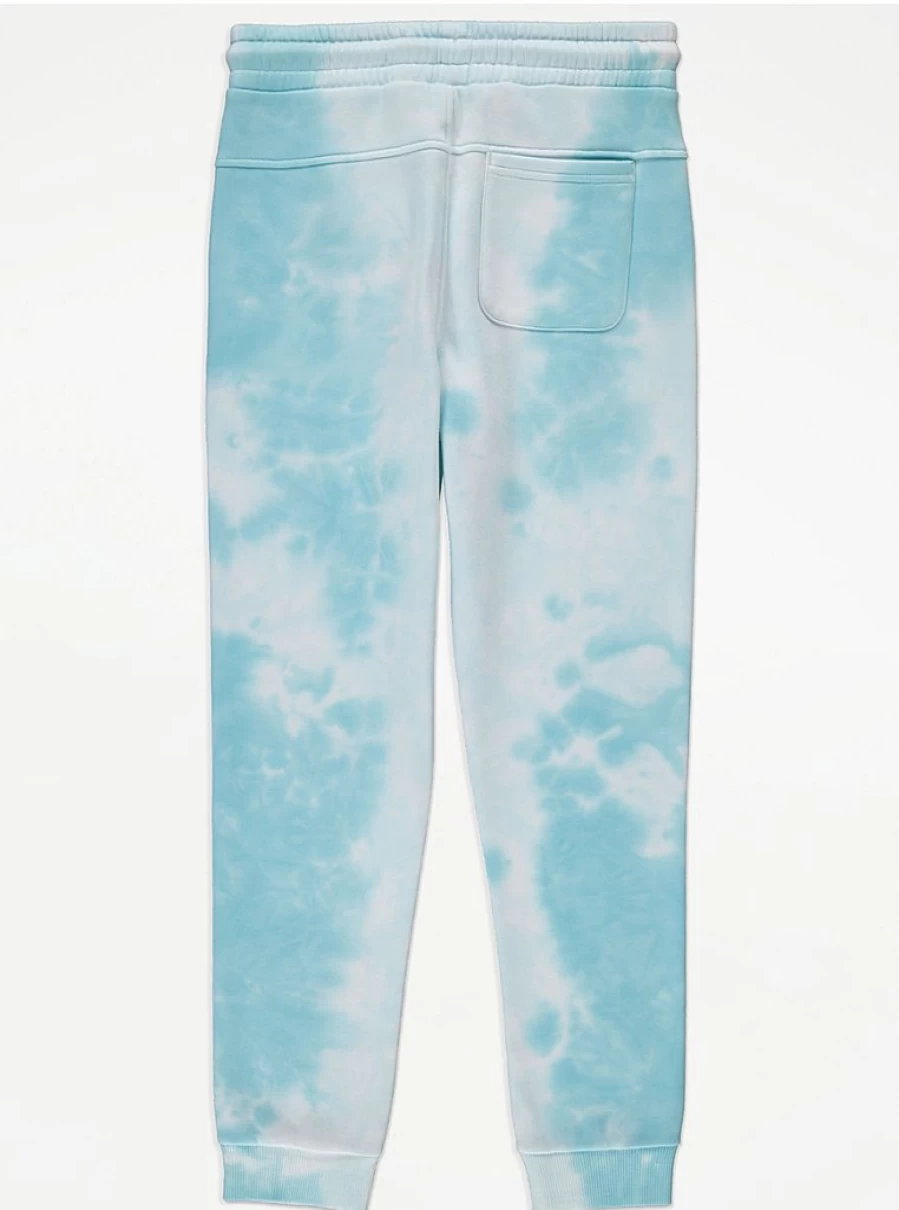 "George at Asda Boys Light Blue Tie-Dye Gamer Graphic Joggers – Kids Comfortable Gaming Pants"