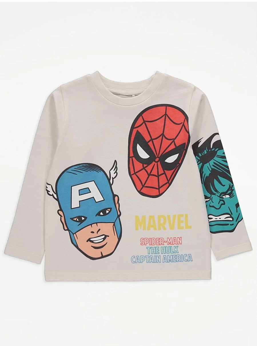 "George at Asda Marvel Superhero Ivory Long Sleeve Top for Kids – Reviews & Styles"