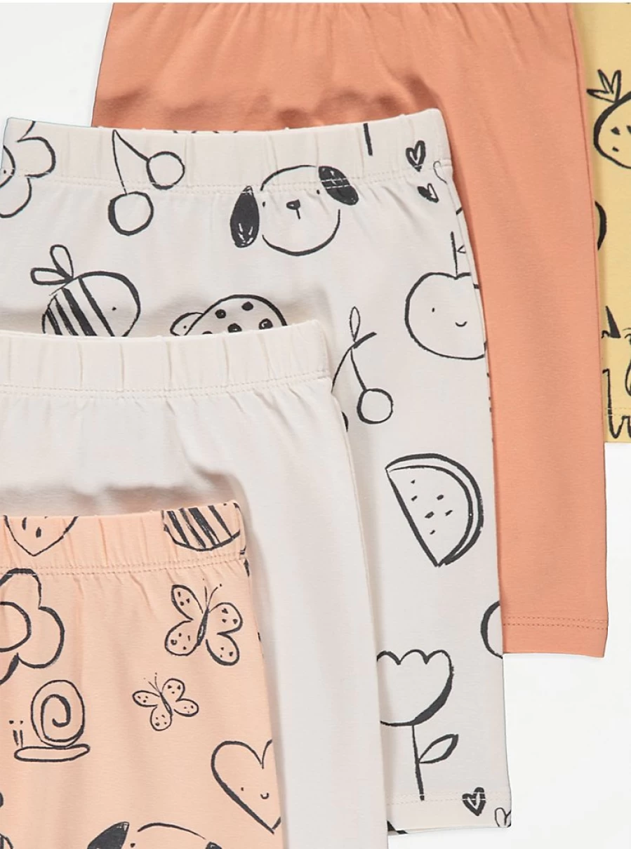 "George at Asda Baby Animal Floral Print Leggings 5-Pack | Soft & Stylish Toddler Leggings"