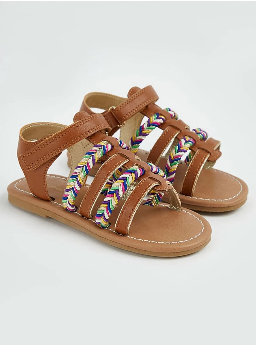 Girls' Tan Plaited Gladiator Sandals | George at Asda | Kids' Comfortable Summer Footwear