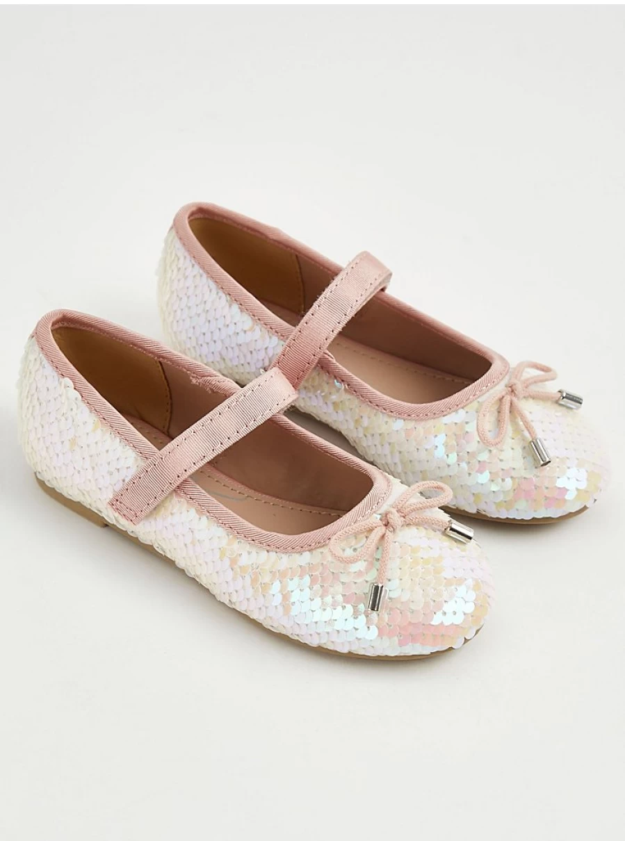 Sparkly Iridescent Flip Sequin Ballet Shoes for Girls by George at Asda | Kids Dance Shoes Reviews