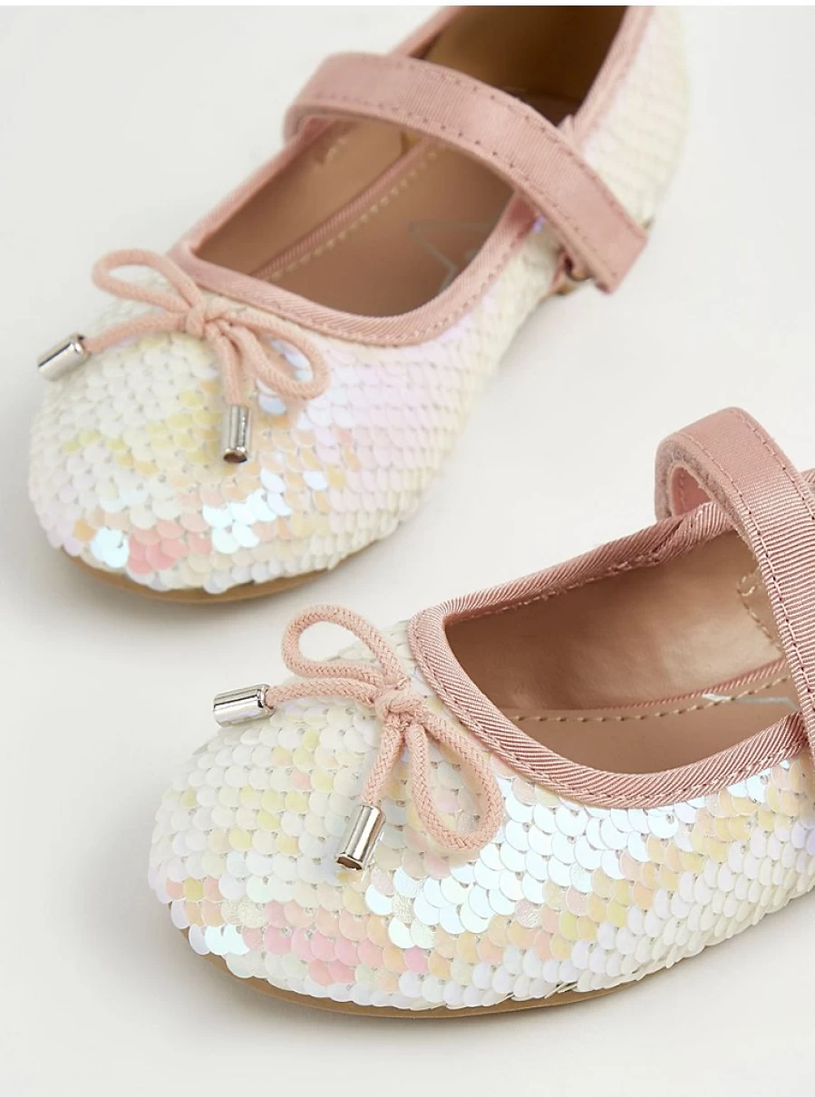 Sparkly Iridescent Flip Sequin Ballet Shoes for Girls by George at Asda | Kids Dance Shoes Reviews