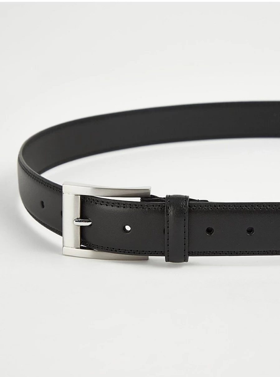 Men's Black Leather Belt with Chunky Buckle | George at Asda | Stylish & Durable