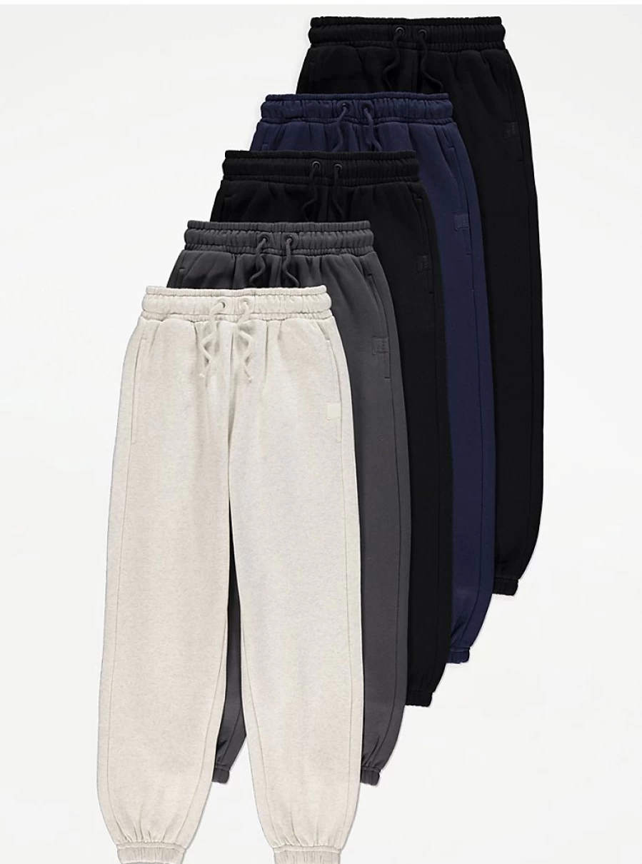 "George at Asda Kids' Assorted Basic Joggers 5-Pack | Comfortable & Durable Boys' & Girls' Jogger Pants"