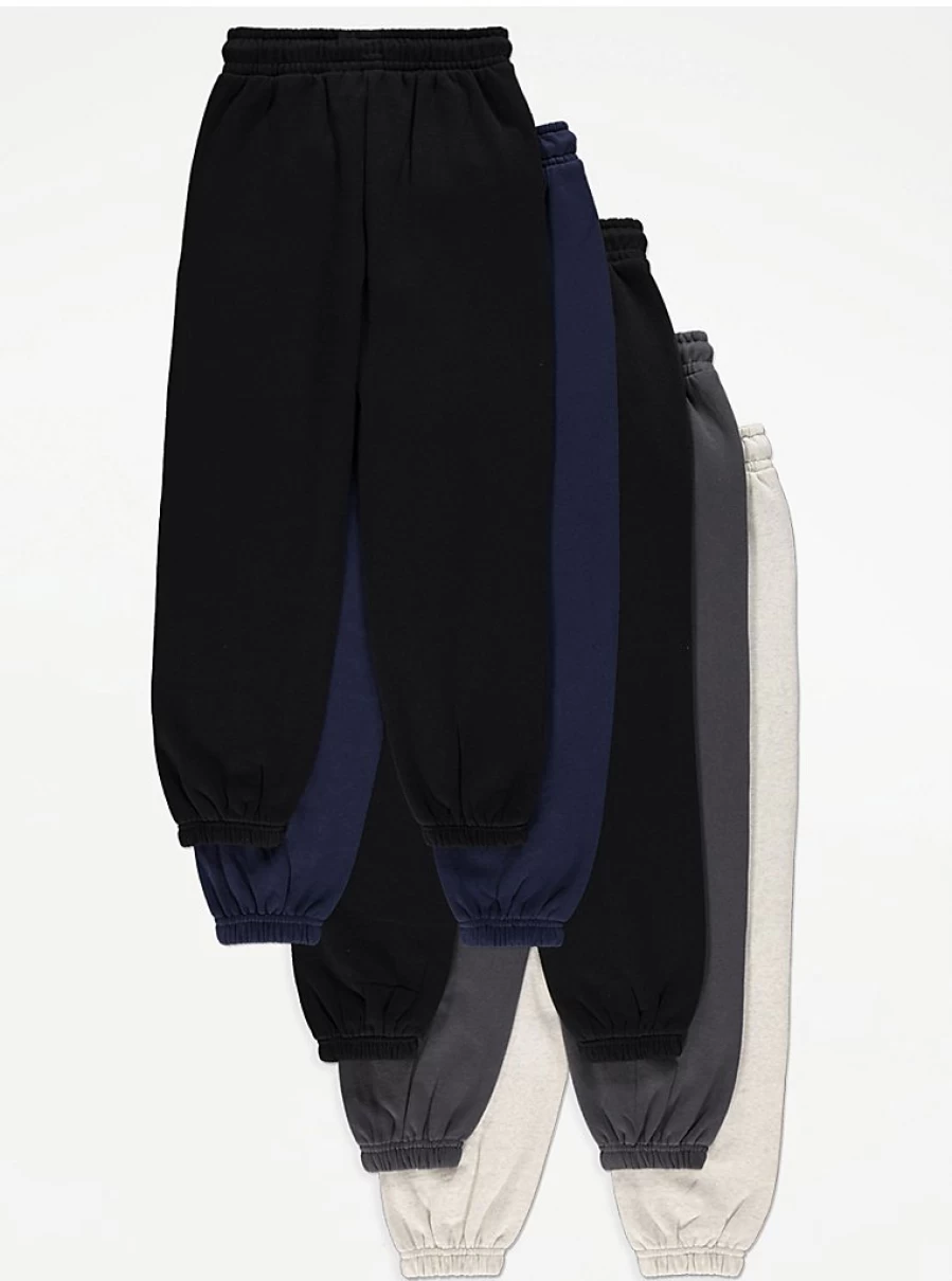 "George at Asda Kids' Assorted Basic Joggers 5-Pack | Comfortable & Durable Boys' & Girls' Jogger Pants"