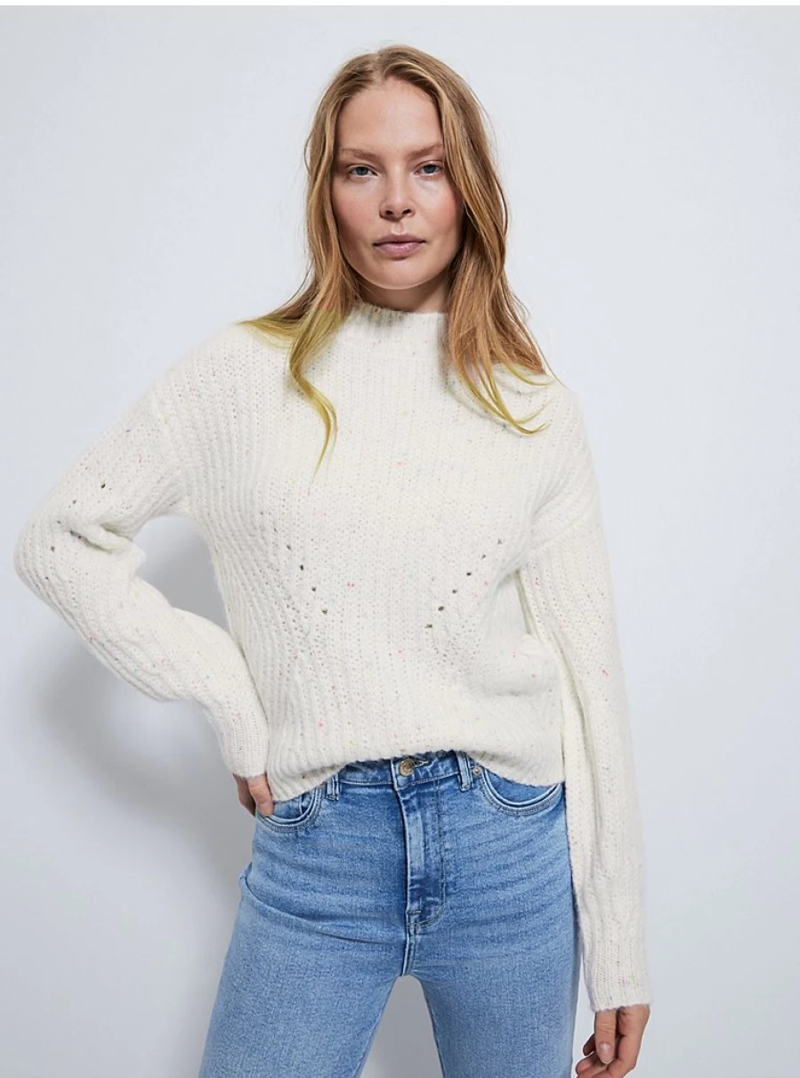 "George at Asda Women's Cream Confetti Knit Jumper | Cozy Cable Knit Sweater Review"