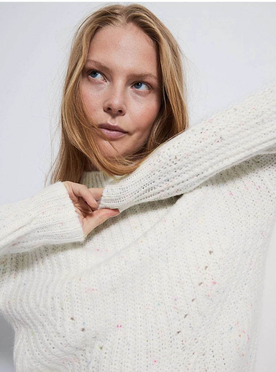 "George at Asda Women's Cream Confetti Knit Jumper | Cozy Cable Knit Sweater Review"